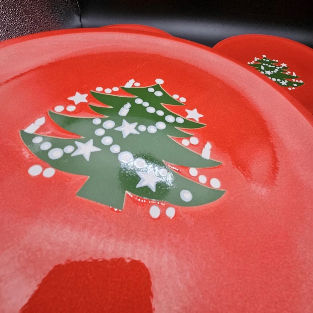5 Waechtersbach Germany Red Christmas Tree Dinner Plates 10